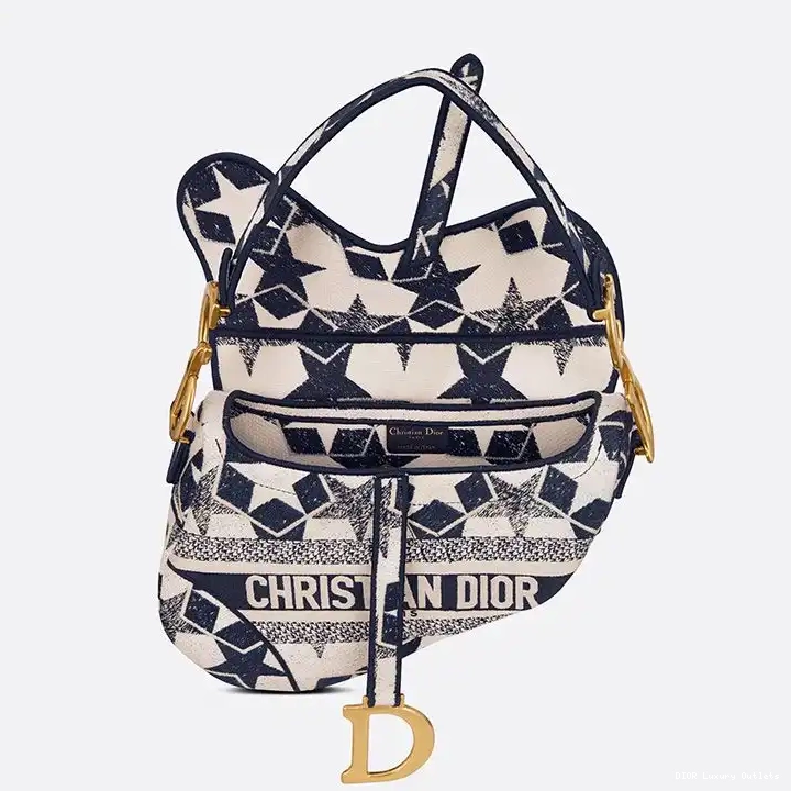 Cheap Christian Saddle Motif Dior Blue Etoile White Canvas Bag 0528 Luxury